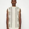 Vintage Supply ARGYLE KNITTED VEST - Jumper - Ecru