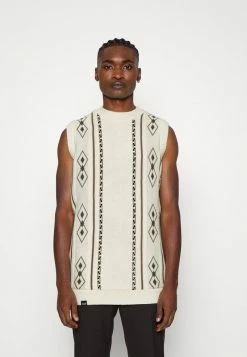 Vintage Supply ARGYLE KNITTED VEST - Jumper - Ecru