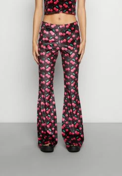 Vintage Supply STRETCH FLARE IN CHERRIES PRINT - Trousers - Multi